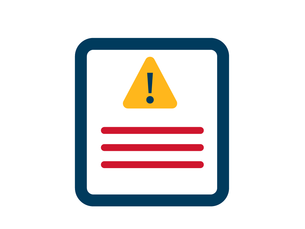 Alert Symbol with Three Red Lines in a Document Icon
