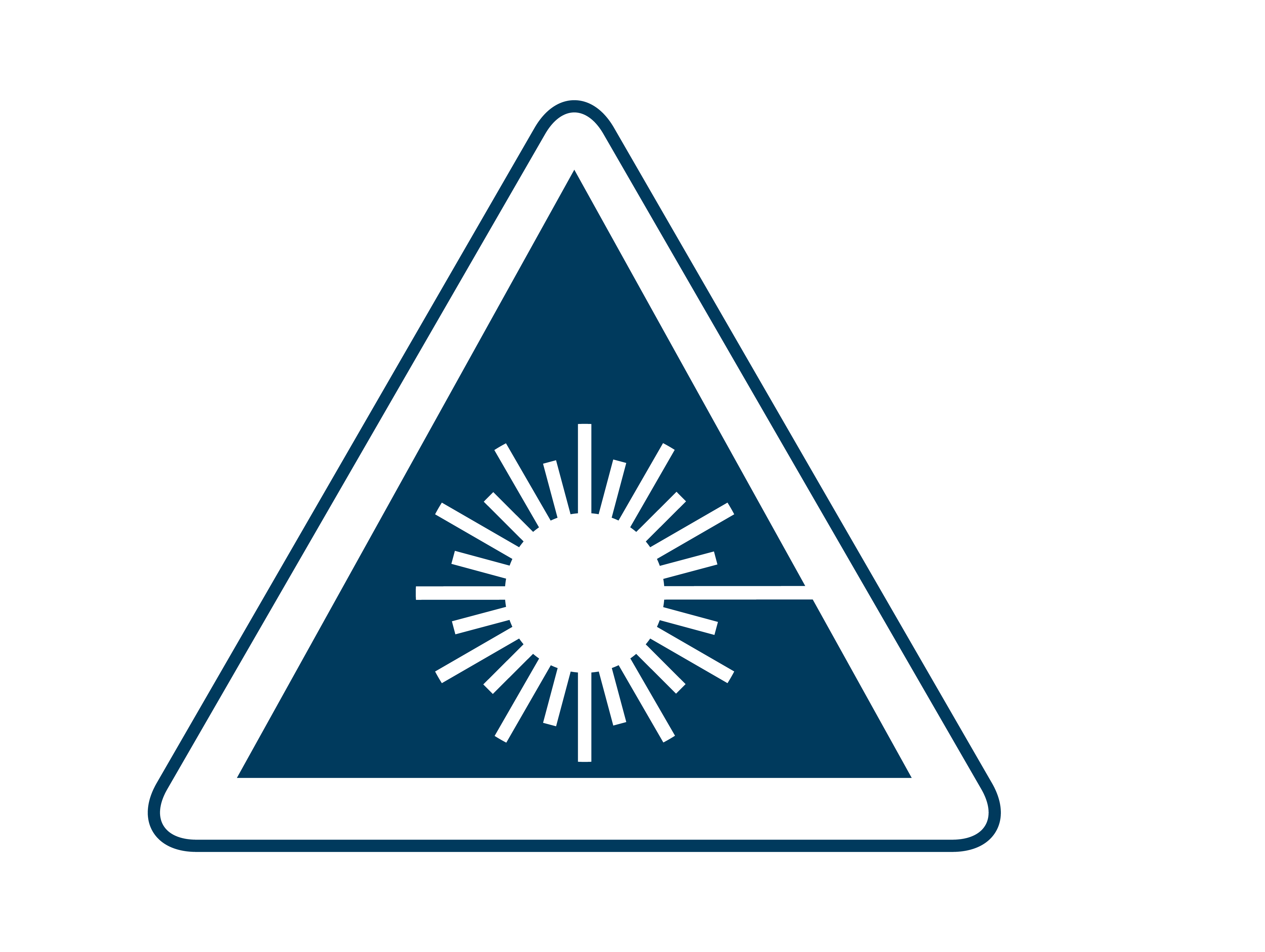 A blue laser safety icon