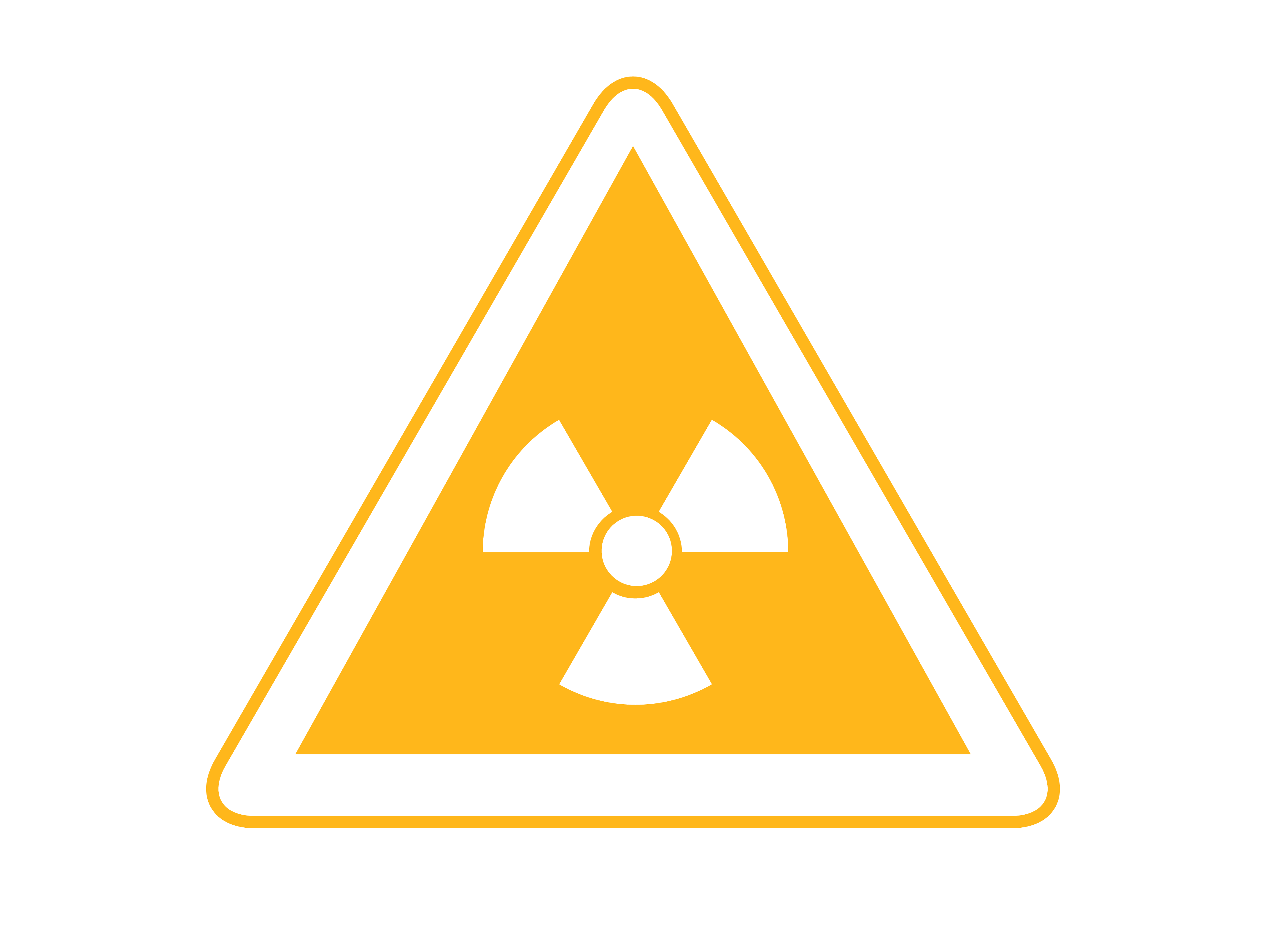 A yellow radiation safety icon