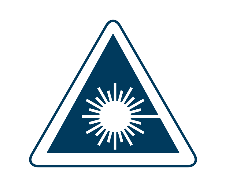 A blue laser safety icon